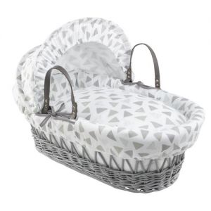 CLAIR DE LUNE Wicker Moses Basket Grey with Sparkling Muslin Drapes